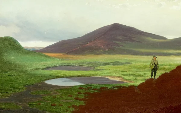 Landscape with a hunter. (1850) by Carl Würtzen — original painting reproduced as a hand-painted oil on canvas