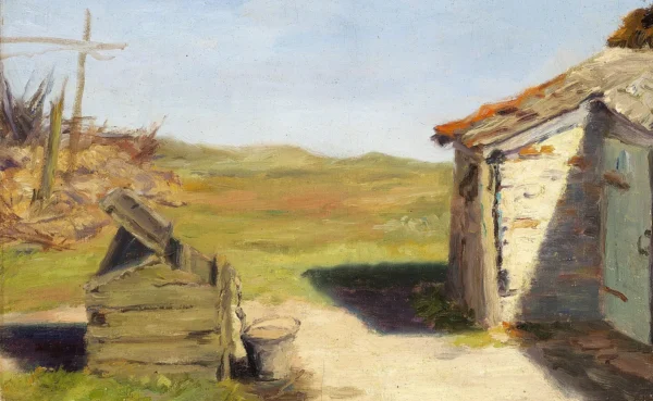 Landscape with a well. Skagen. (1886) by Anna Petersen — original painting reproduced as a hand-painted oil on canvas