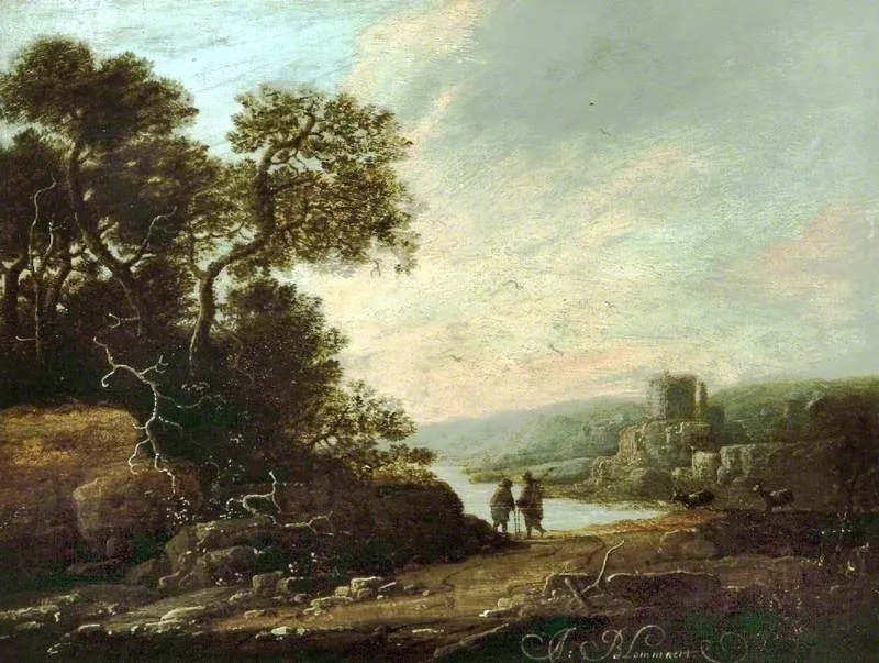 Landscape with Castle Ruins by Abraham Blommaert — original painting reproduced as a hand-painted oil on canvas