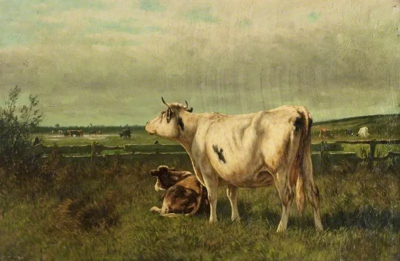 Landscape with Cattle by Dirk Peter van Lokhorst — original painting reproduced as a hand-painted oil on canvas