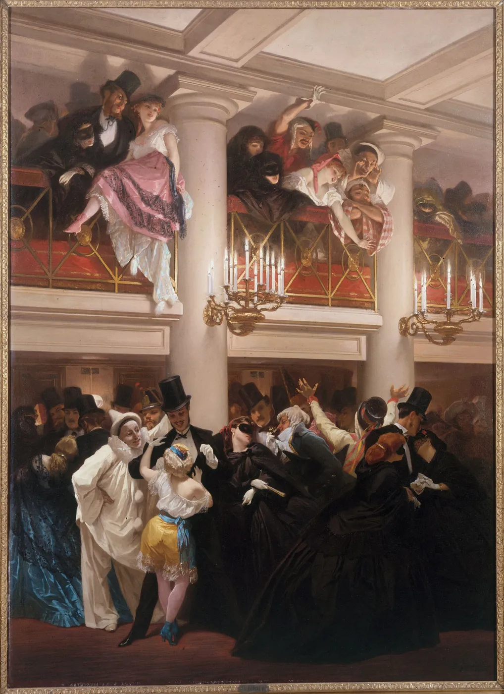 Le bal de l’Opéra (1866) by Eugène Giraud — original painting reproduced as a hand-painted oil on canvas