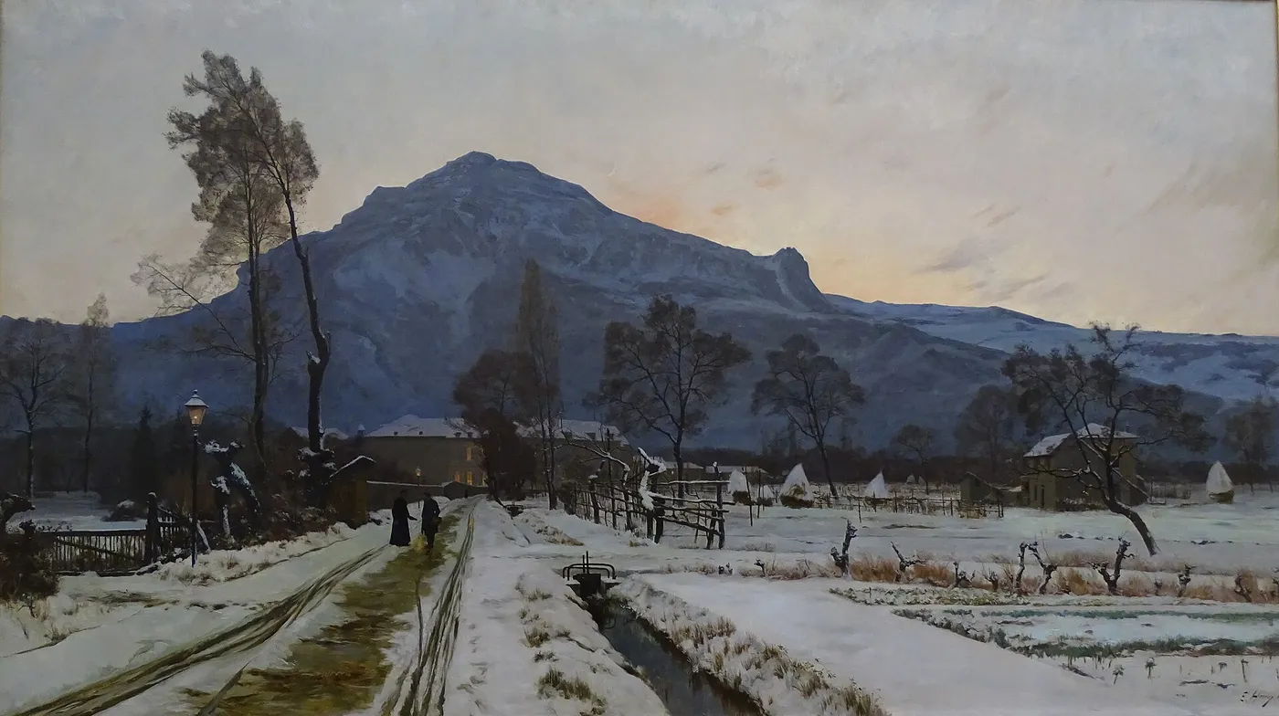 Le Chemin du petit séminaire, environs de Grenoble (1892) by Ernest Victor Hareux — original painting reproduced as a hand-painted oil on canvas