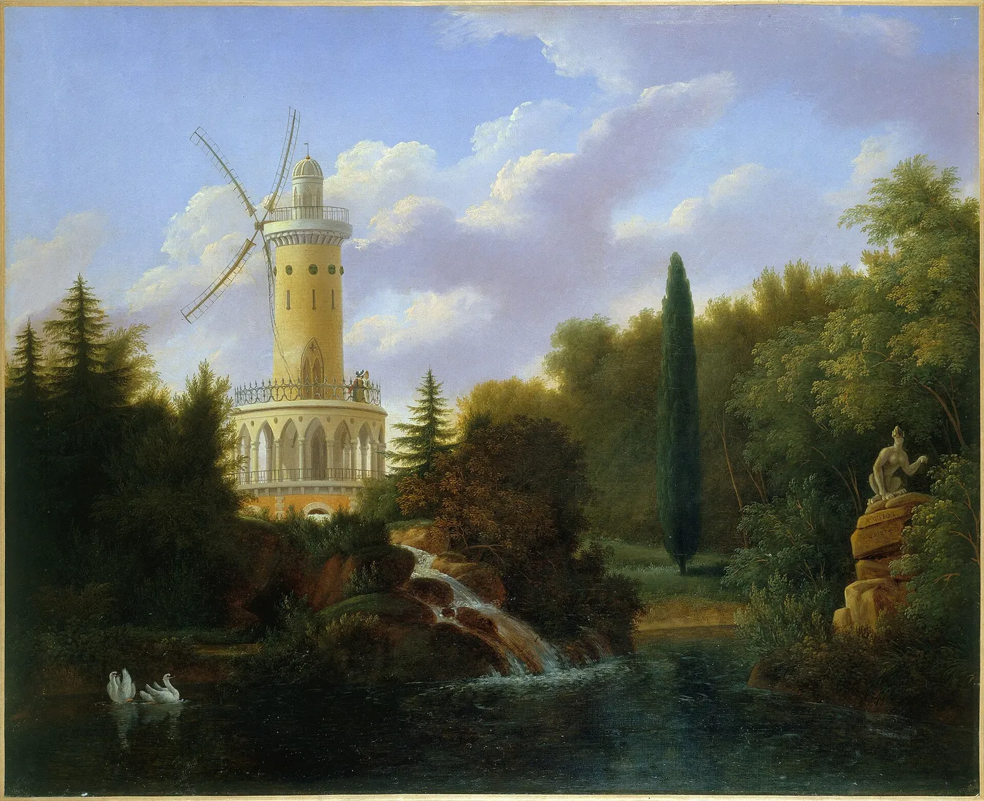 Le Moulin de la Folie-Beaujon (1827) by Antoine-Patrice Guyot — original painting reproduced as a hand-painted oil on canvas