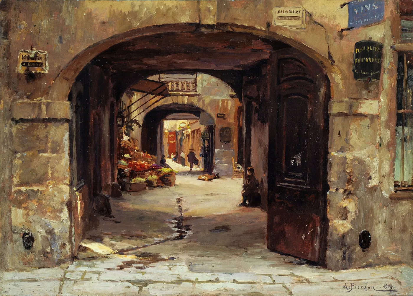 Le Passage des Singes (1909) by Albert Léopold Pierson — original painting reproduced as a hand-painted oil on canvas