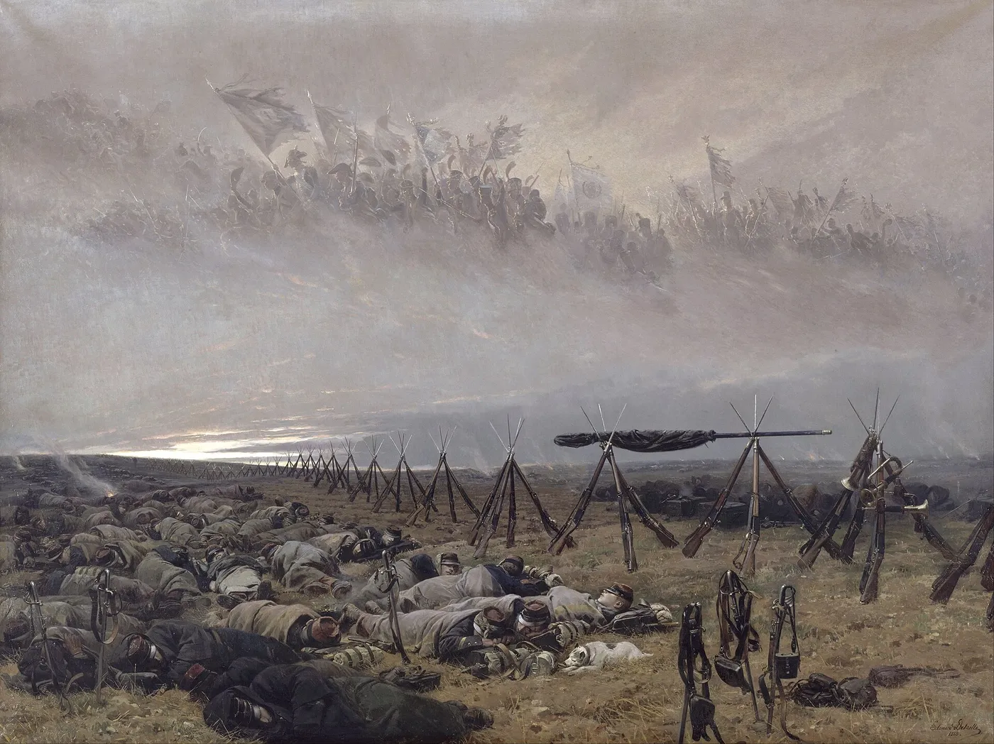 Le Rêve (1888) by Édouard Detaille — original painting reproduced as a hand-painted oil on canvas