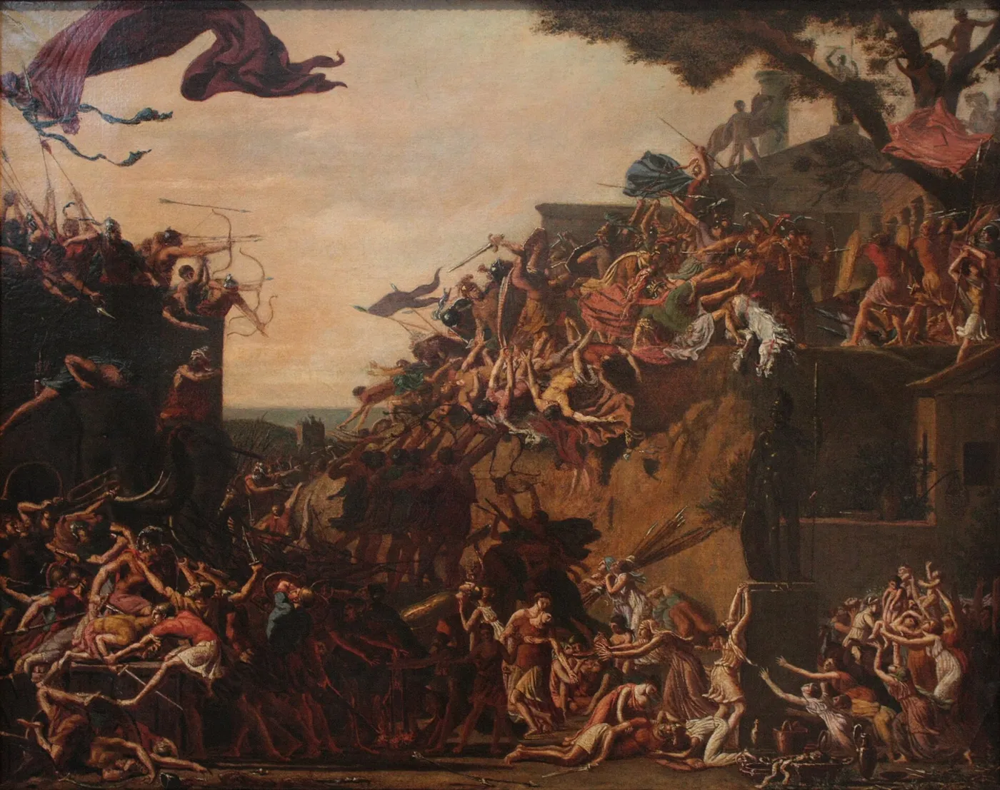 Le Siège de Lacédémone (1799) by François Topino-Lebrun — original painting reproduced as a hand-painted oil on canvas