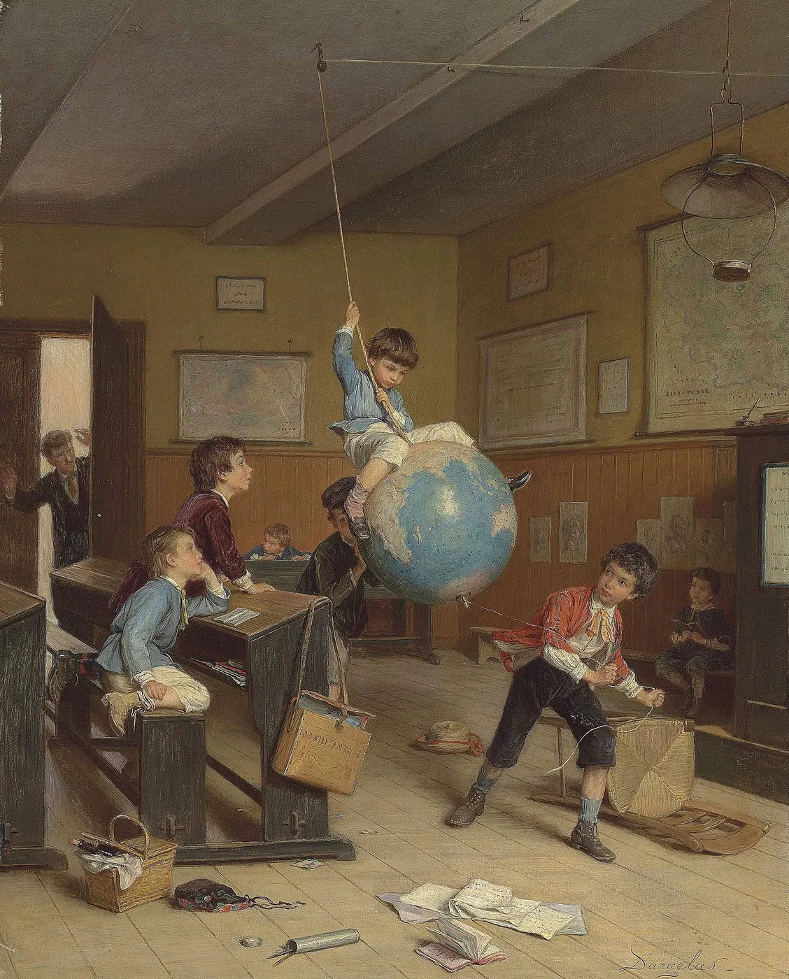 Le Tour du Monde (1860) by André-Henri Dargelas — original painting reproduced as a hand-painted oil on canvas