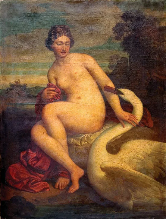 Leda and the Swan by Antal Haan — original painting reproduced as a hand-painted oil on canvas