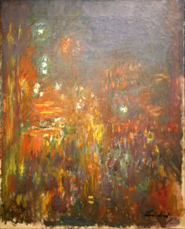 Leicester Square, by night (1901) by Claude Monet — original painting reproduced as a hand-painted oil on canvas