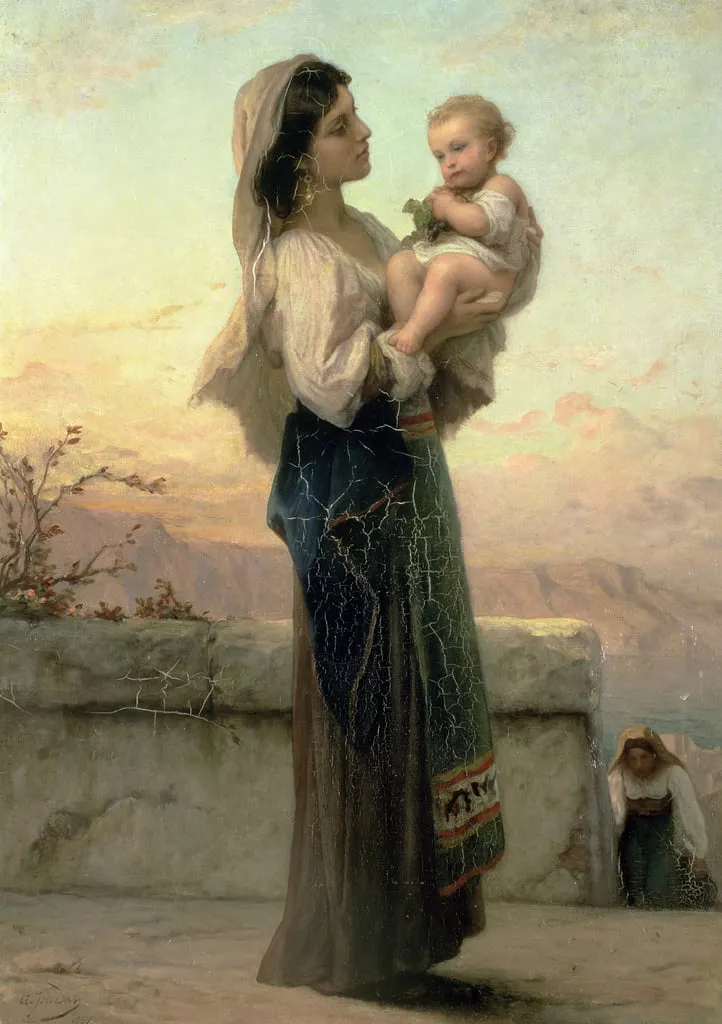 Madonna and Child (1867) by Adolphe Jourdan — original painting reproduced as a hand-painted oil on canvas