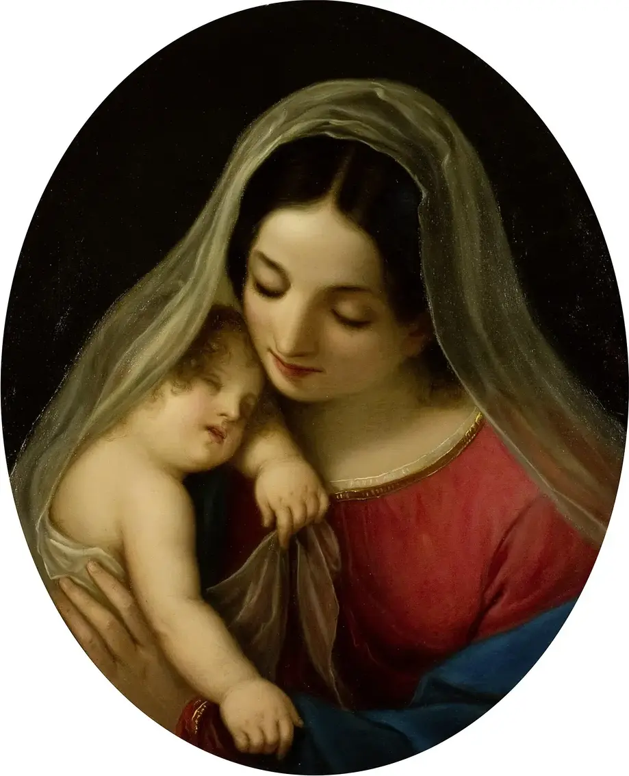 Madonna and Child (1885) by Diodato Massimo — original painting reproduced as a hand-painted oil on canvas
