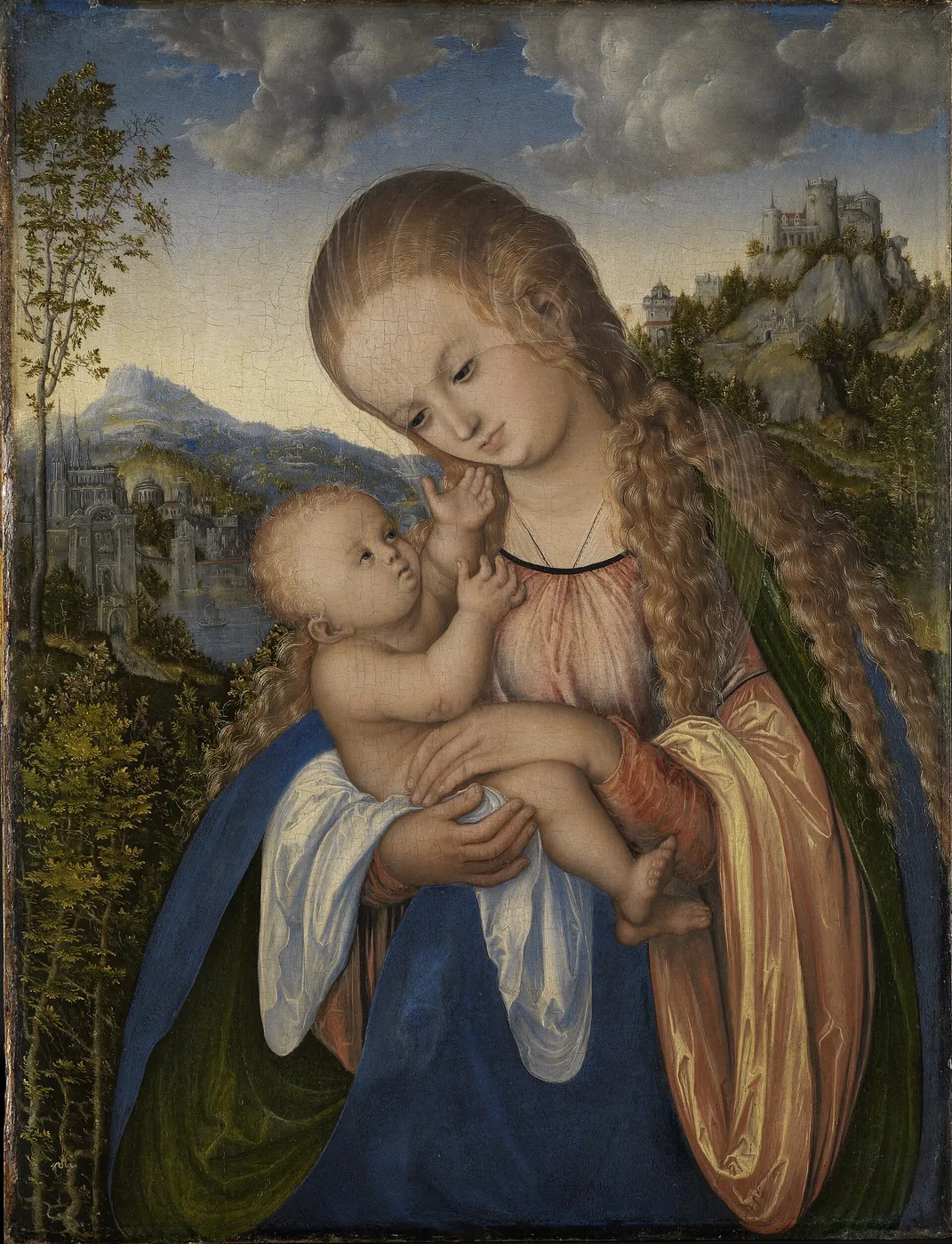 Madonna and Child (1518) by Lucas Cranach the Elder — original painting reproduced as a hand-painted oil on canvas