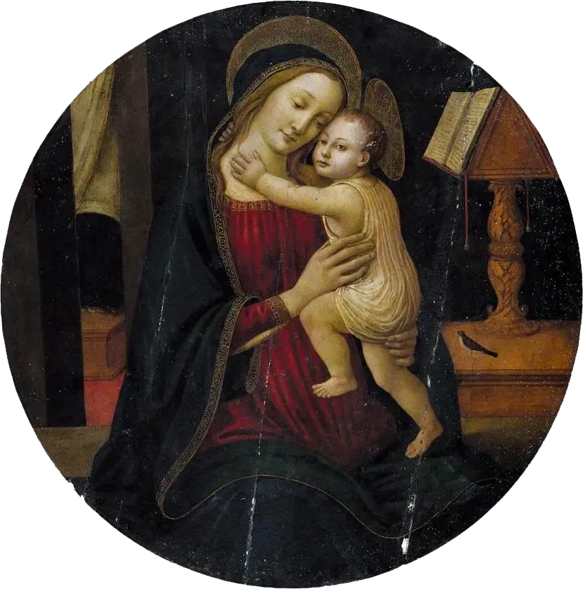 Madonna mit Kind (1550) by Arcangelo di Jacopo del Sellaio — original painting reproduced as a hand-painted oil on canvas