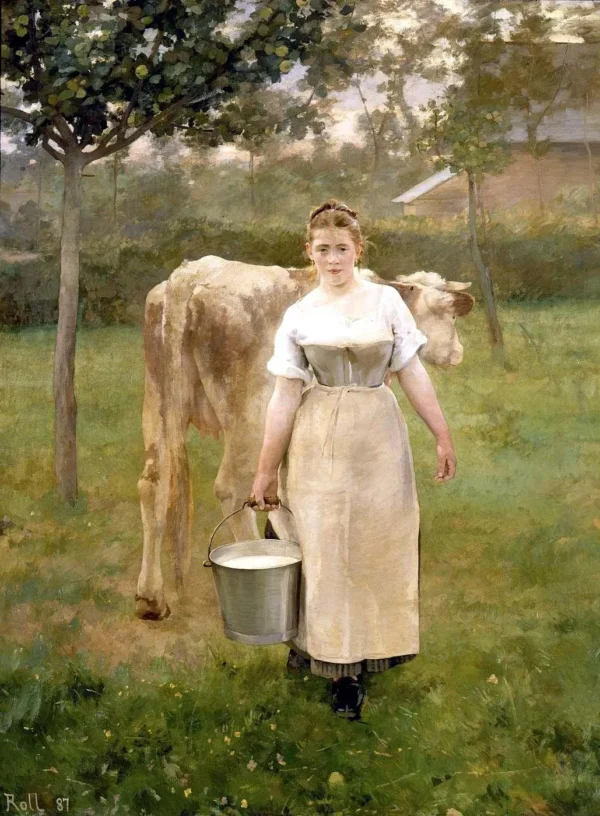 Manda Lamétrie, fermière (1887) by Alfred Philippe Roll — original painting reproduced as a hand-painted oil on canvas