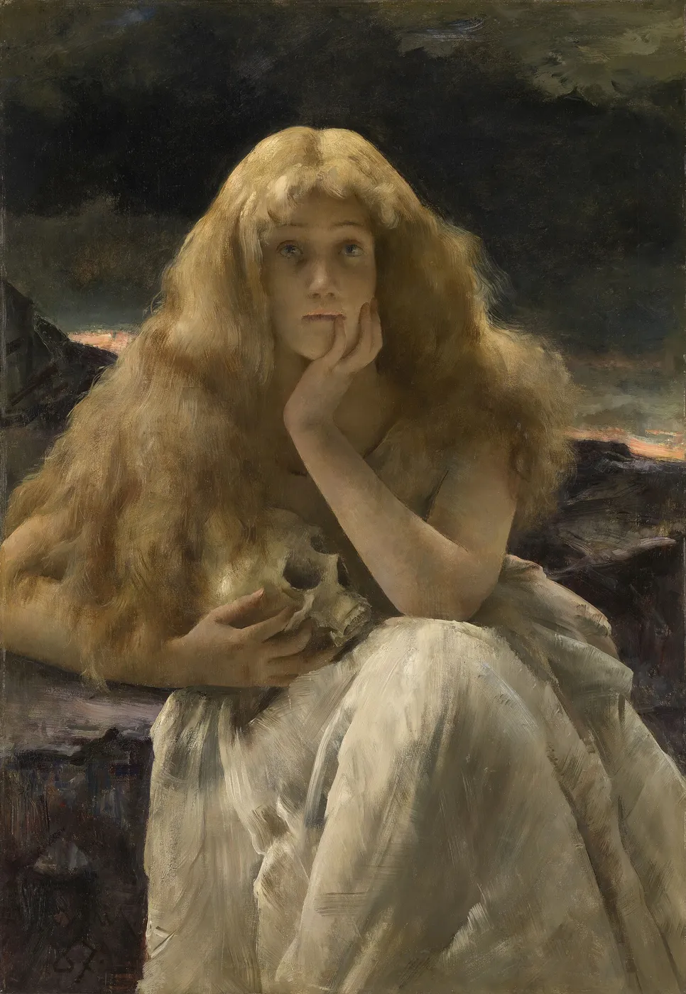 Mary Magdalene (1887) by Alfred Stevens — original painting reproduced as a hand-painted oil on canvas
