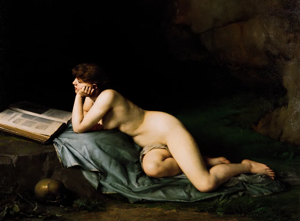 Mary Magdalene in the Desert (1886) by Emmanuel Benner — original painting reproduced as a hand-painted oil on canvas