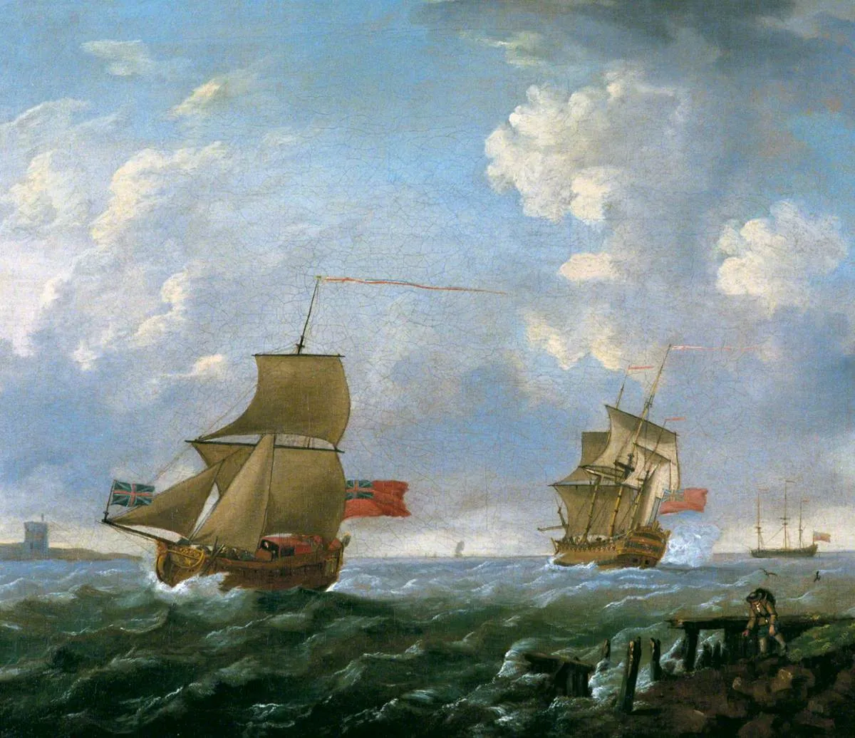 Men o’ War off the Coast — Francis Swaine