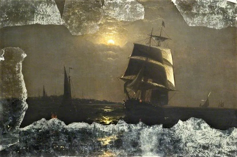 Midnight off Sheerness by Anton Melbye — original painting reproduced as a hand-painted oil on canvas