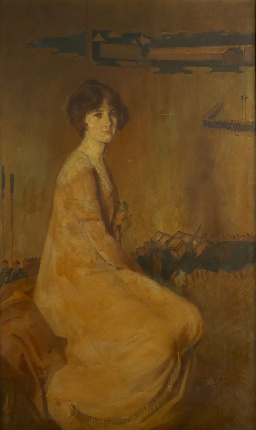 Mildred Clarke von Kienbusch (1910) by Frank Snapp — original painting reproduced as a hand-painted oil on canvas