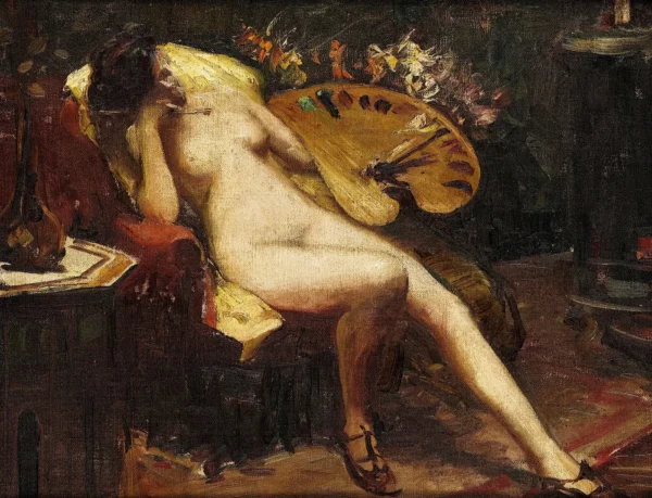 Model resting (1911) by Artur Timóteo da Costa — original painting reproduced as a hand-painted oil on canvas