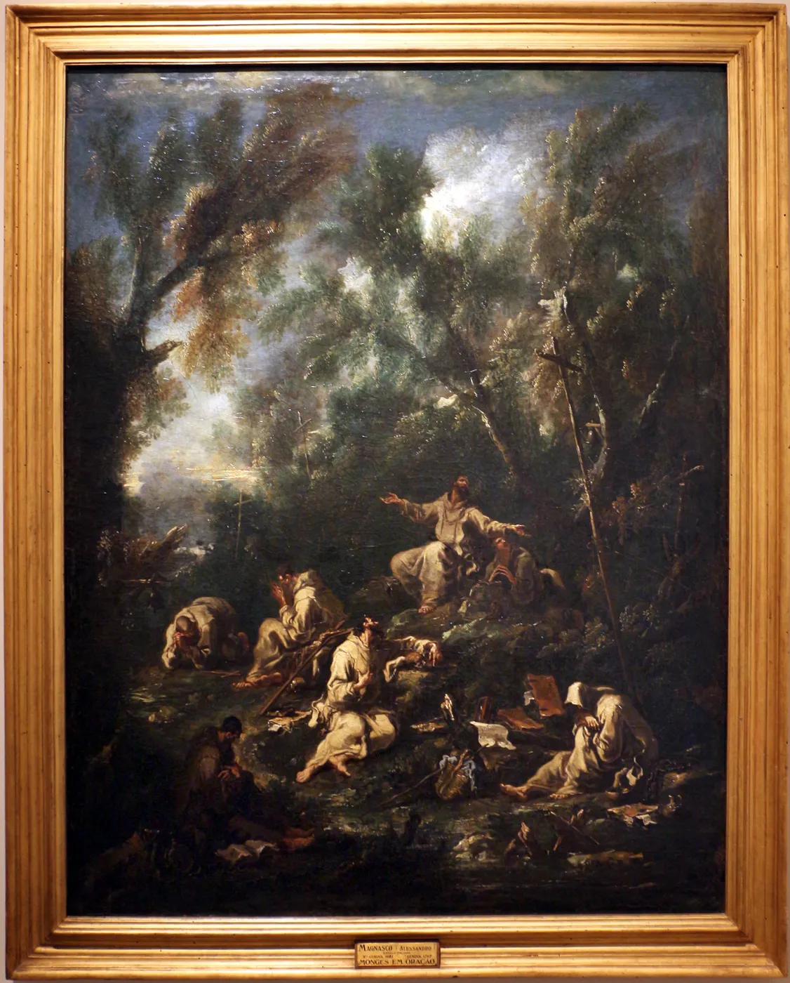 Monks in Prayer (1701) by Antonio Francesco Peruzzini — original painting reproduced as a hand-painted oil on canvas