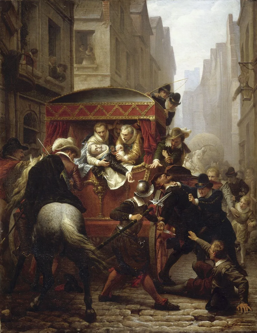 Mort de Henri IV et arrestation de Ravaillac (1860) by Charles-Gustave Housez — original painting reproduced as a hand-painted oil on canvas