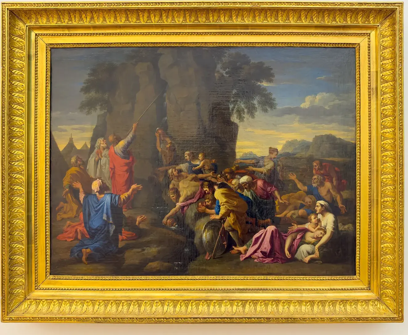 Moses striking the rocks (1650) by Antoine Bouzonnet-Stella — original painting reproduced as a hand-painted oil on canvas