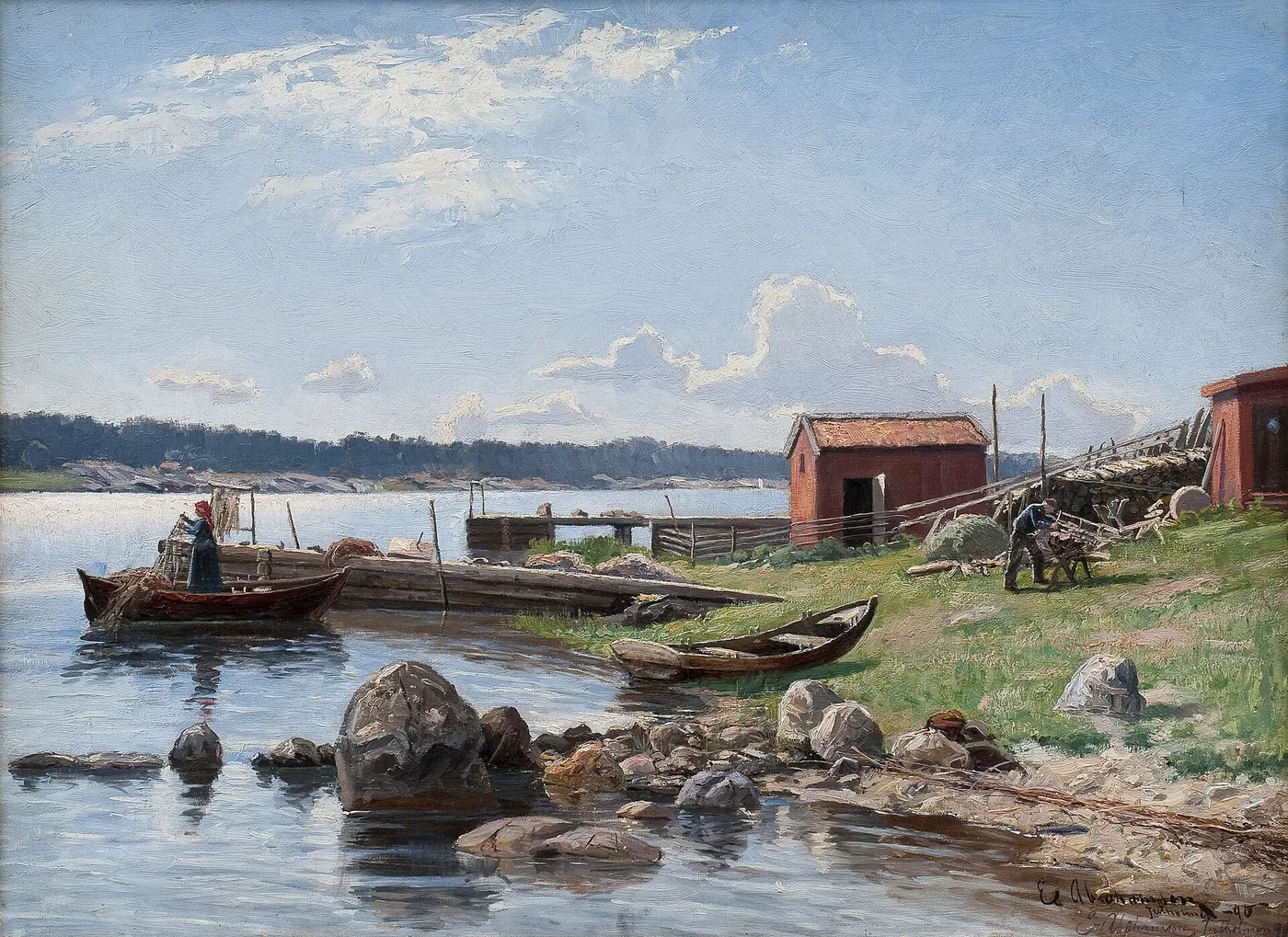 Motif From Jutholmen (1907) by Erik Abrahamsson — original painting reproduced as a hand-painted oil on canvas