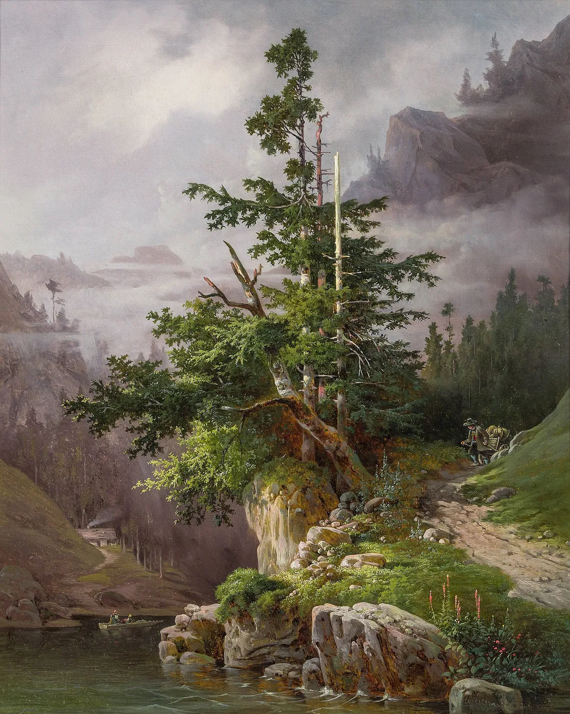 Mountain landscape by Anton Altmann — original painting reproduced as a hand-painted oil on canvas
