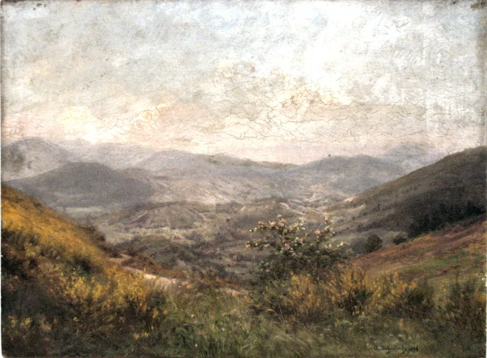 Mountain Landscape (1898) by Anton Dieffenbach — original painting reproduced as a hand-painted oil on canvas