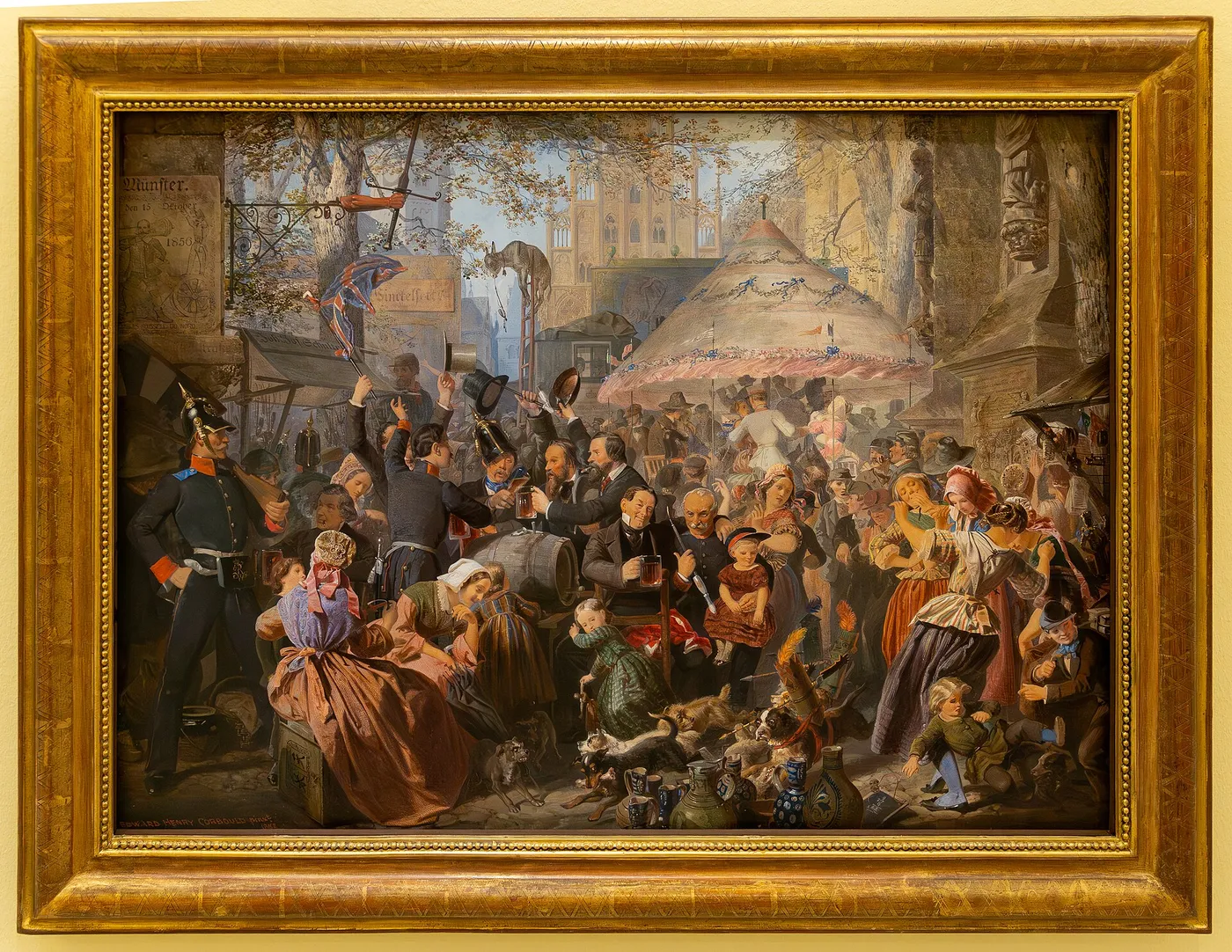 Münster’s Send Volksfest (1857) by Edward Henry Corbould — original painting reproduced as a hand-painted oil on canvas