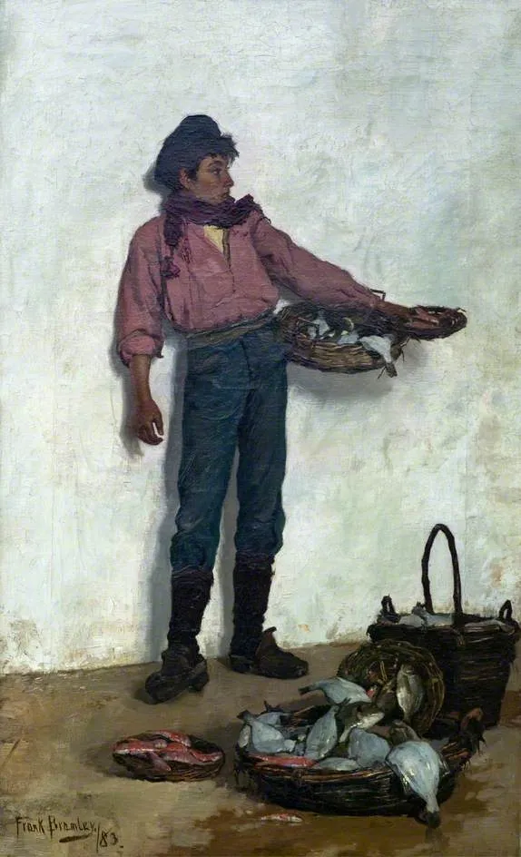 Neapolitan Fisher Boy (1883) by Frank Bramley — original painting reproduced as a hand-painted oil on canvas