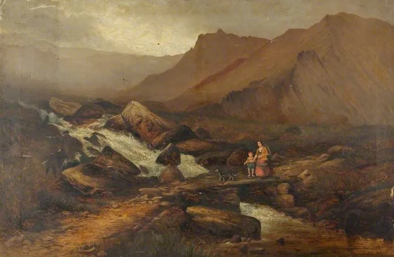Near Idwal (1875) by Andrew Brandish Holte — original painting reproduced as a hand-painted oil on canvas
