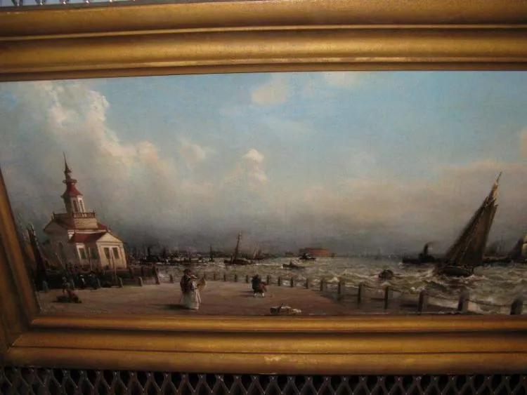 New York Harbor from the Battery (1885) by Arthur Quartley — original painting reproduced as a hand-painted oil on canvas
