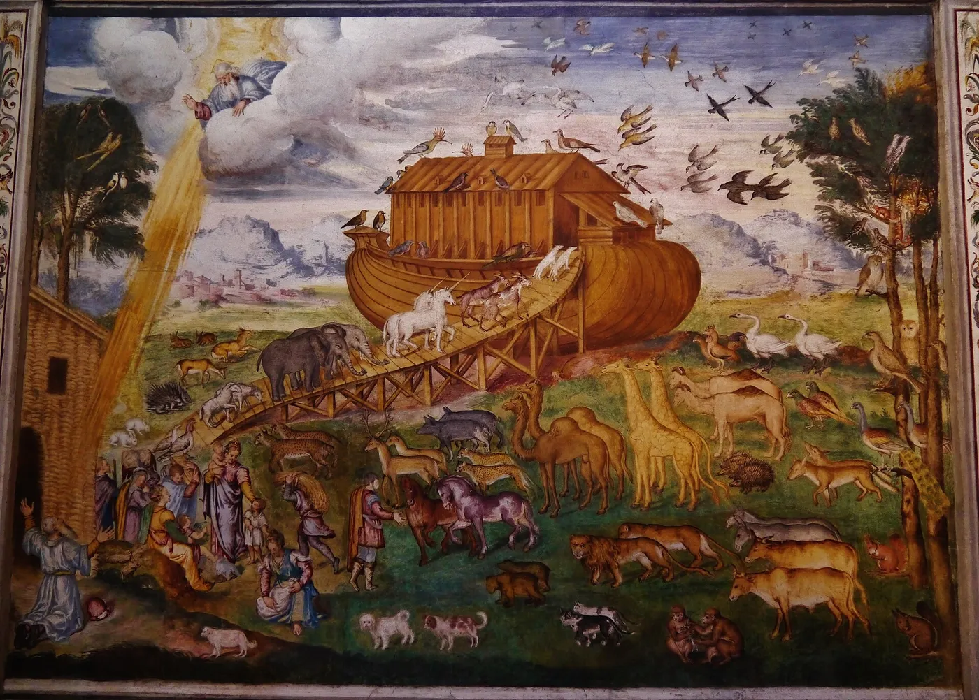 Noah’s ark (1556) by Aurelio Luini — original painting reproduced as a hand-painted oil on canvas