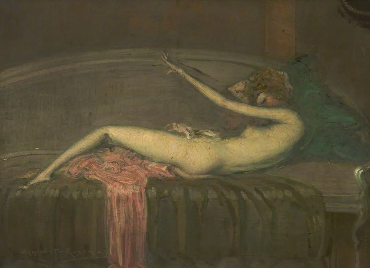 Nude by Ernest Tower Rosen — original painting reproduced as a hand-painted oil on canvas