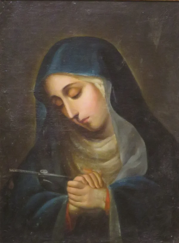 Our Lady of Sorrows (1750) by Carlo Dossi — original painting reproduced as a hand-painted oil on canvas