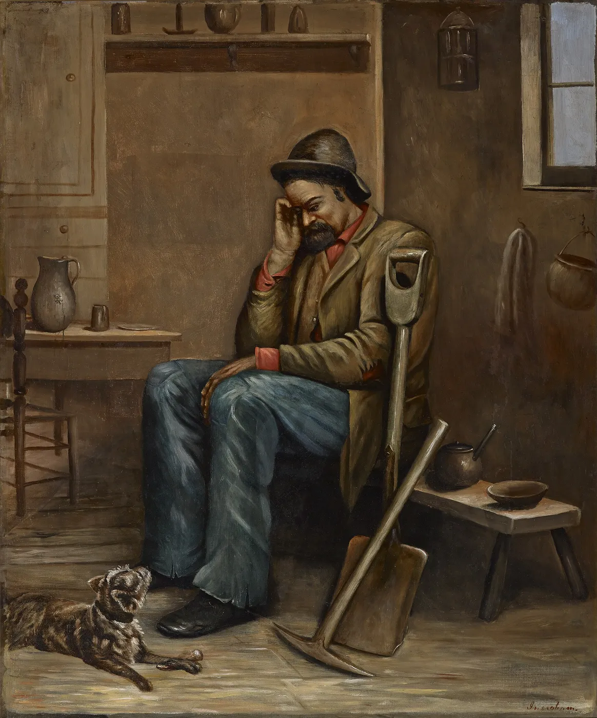 Out of Work by Ellen M. Ingraham — original painting reproduced as a hand-painted oil on canvas
