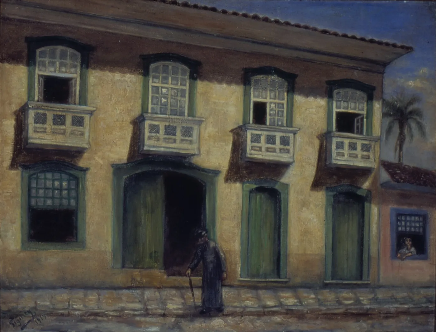 Paço Episcopal de São Paulo, 1822 (1919) by André Figurey — original painting reproduced as a hand-painted oil on canvas