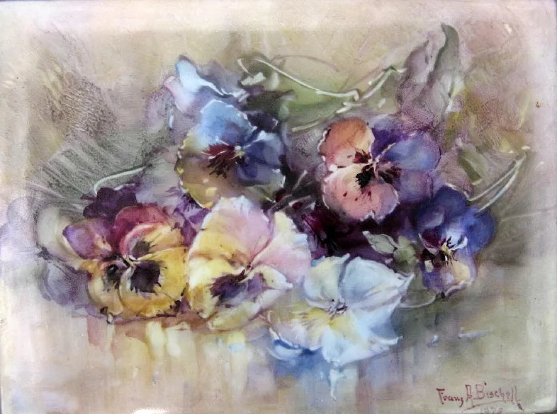 Pansies (1908) by Franz Bischoff — original painting reproduced as a hand-painted oil on canvas