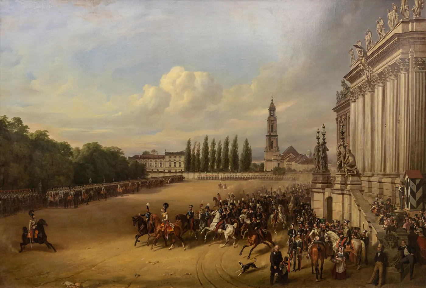 Parade in Potsdam in 1817 (1848) by Franz Krüger — original painting reproduced as a hand-painted oil on canvas