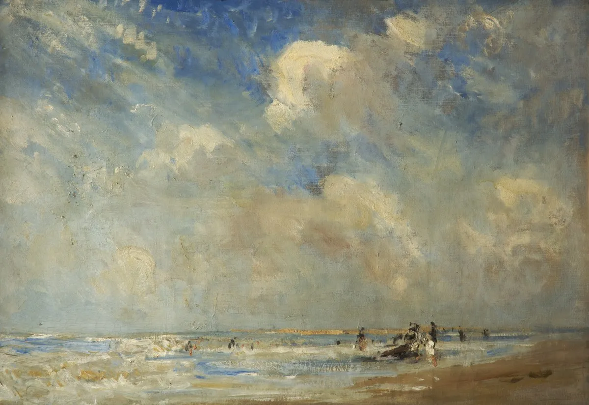 Paris Plage (1914) by Fred Mayor — original painting reproduced as a hand-painted oil on canvas