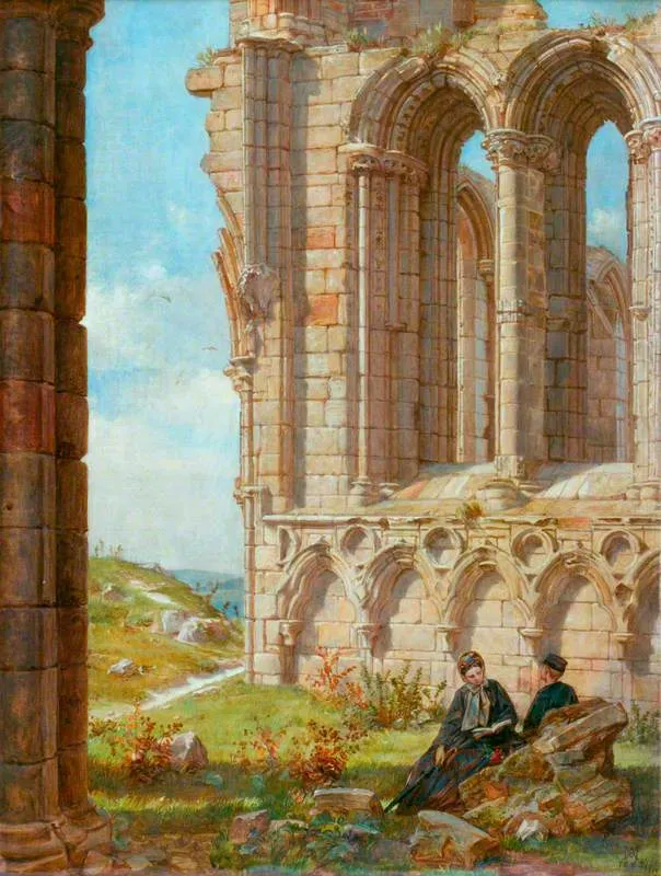 Part of the Ruins of Whitby Abbey (1865) by Alfred Morgan — original painting reproduced as a hand-painted oil on canvas