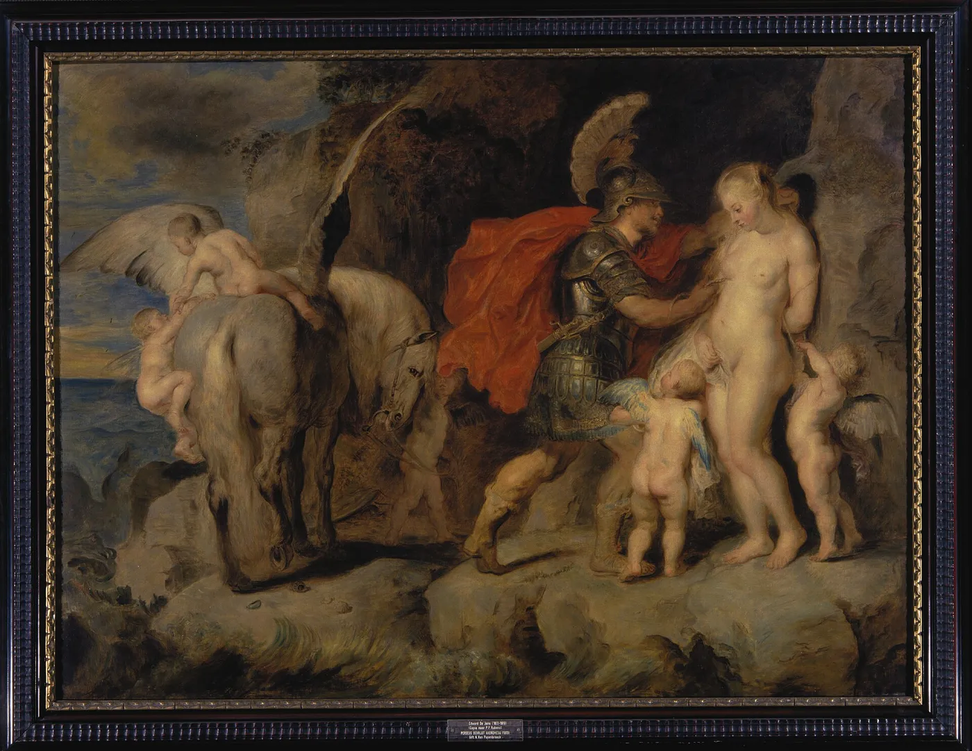 Perseus frees Andromeda (1894) by Edouard de Jans — original painting reproduced as a hand-painted oil on canvas