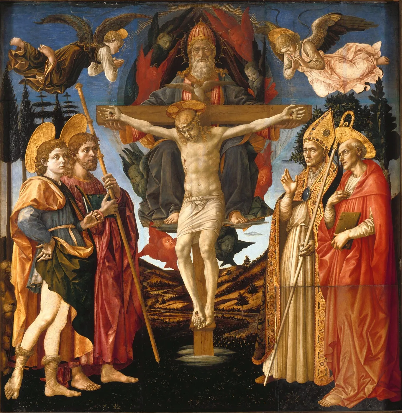 Pistoia Santa Trinità Altarpiece (1457) by Francesco di Pesello — original painting reproduced as a hand-painted oil on canvas