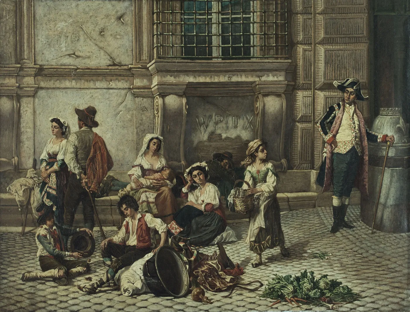 Porte du palais Farnèse à Rome (1880) by Auguste Dutuit — original painting reproduced as a hand-painted oil on canvas