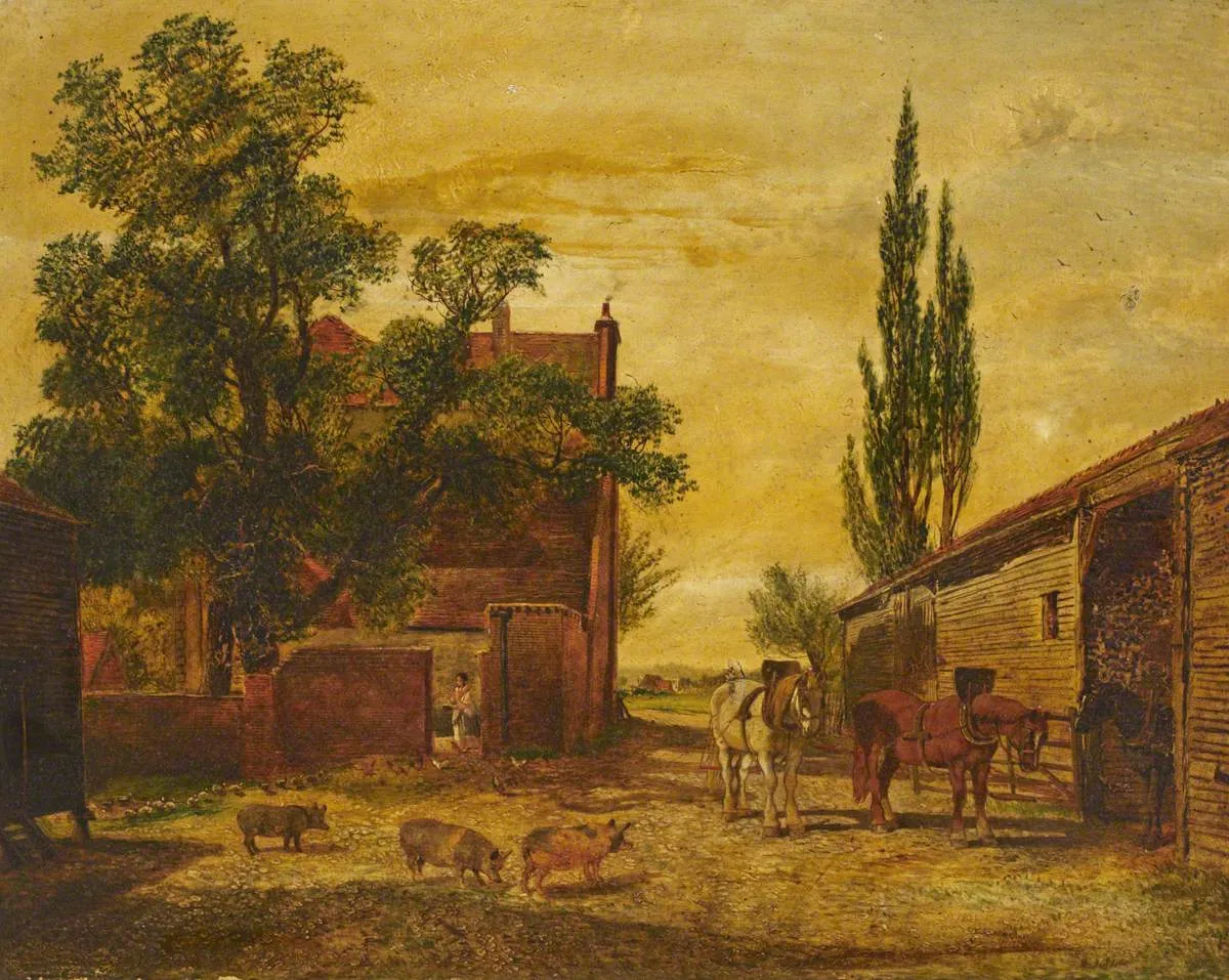 Portobello Farm (1864) by Edward Adveno Brooke — original painting reproduced as a hand-painted oil on canvas