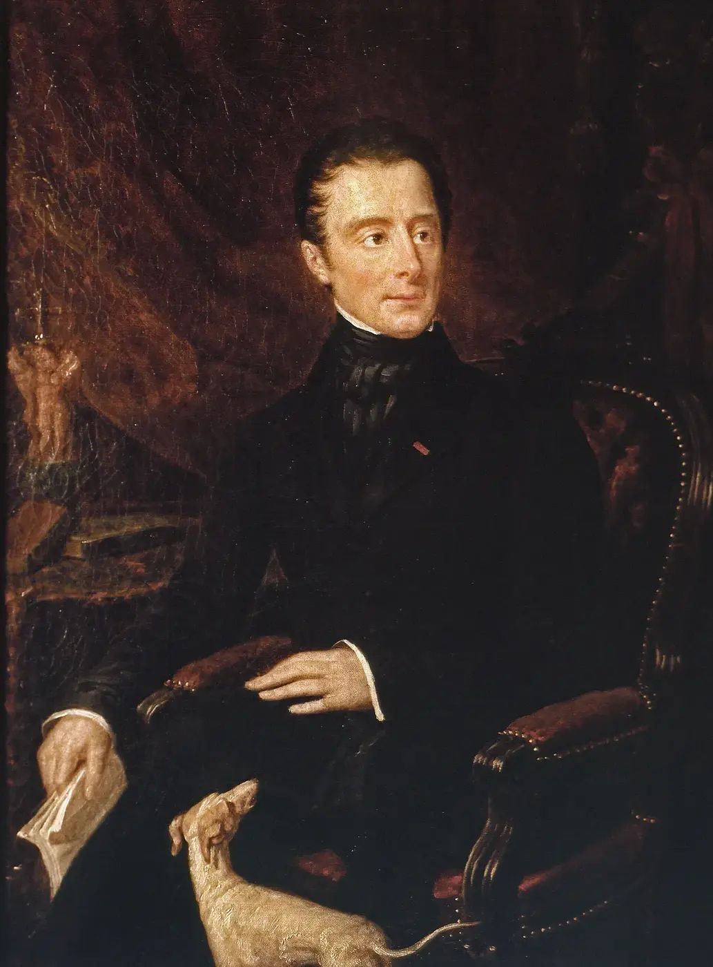 Portrait d’Alphonse de Lamartine (1790-1869), poète et homme politique (1840) by Elisa de Lamartine — original painting reproduced as a hand-painted oil on canvas