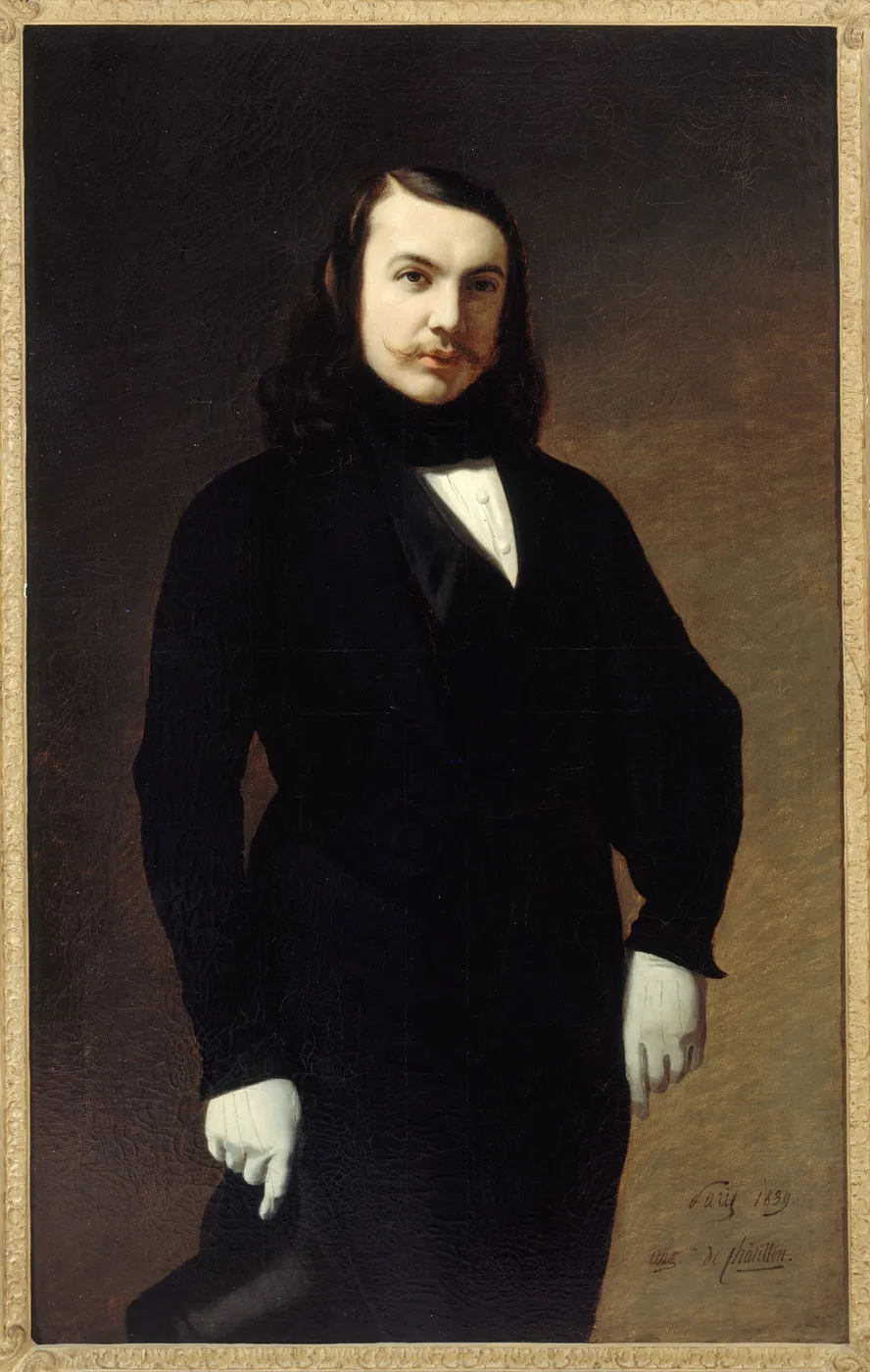 Portrait de Théophile Gautier (1811-1872) (1839) by Auguste de Châtillon — original painting reproduced as a hand-painted oil on canvas