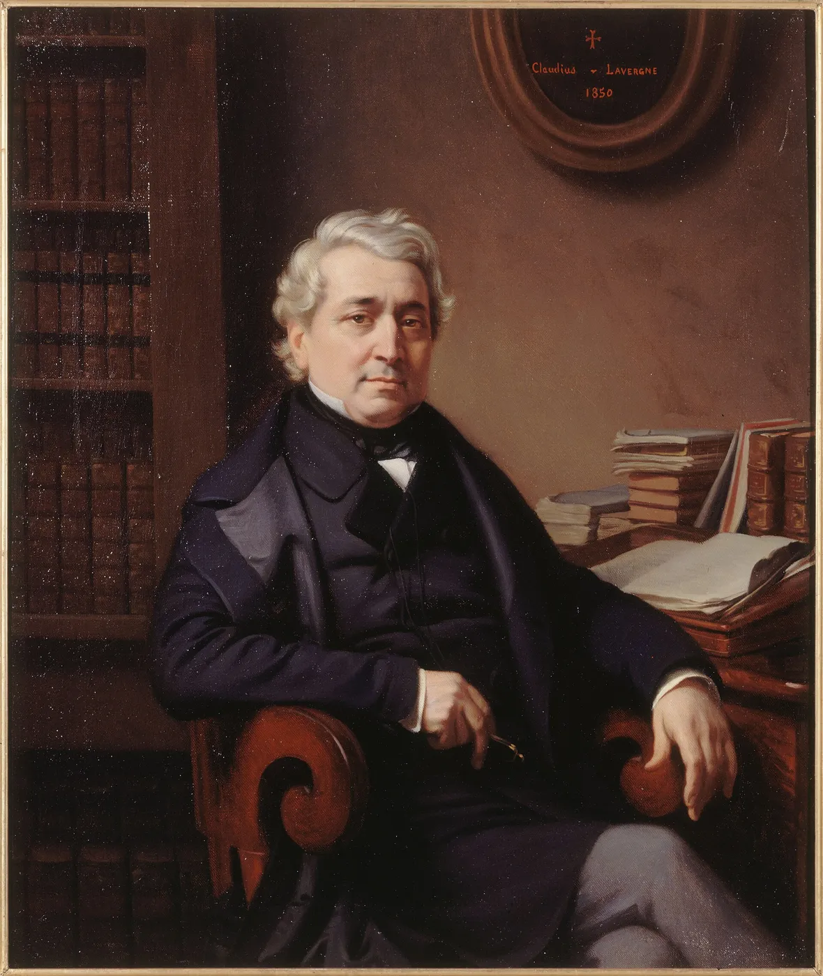 Portrait de Thomas Sauvage (1794-1877), auteur dramatique (1850) by Claudius Lavergne — original painting reproduced as a hand-painted oil on canvas